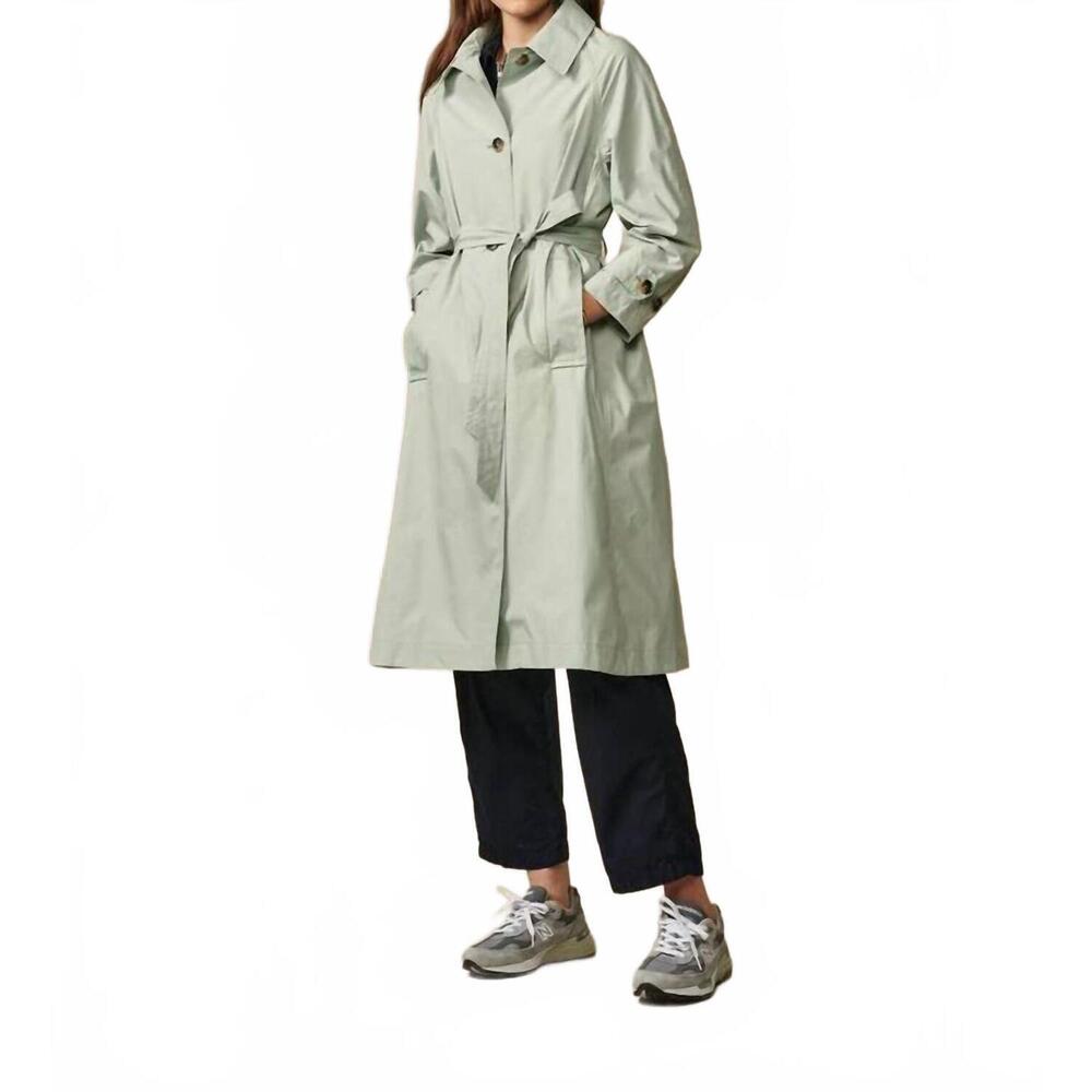 NEW BELLEROSE vera rain repellant trench coat in sage mint/yellow